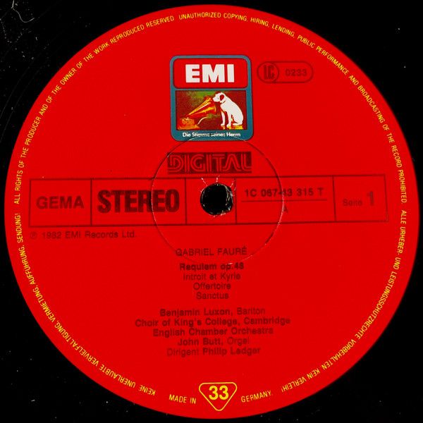 EMI Electrola 1C 067-43 315 T - Gabriel Fauré - Requiem / Messe - Image 5