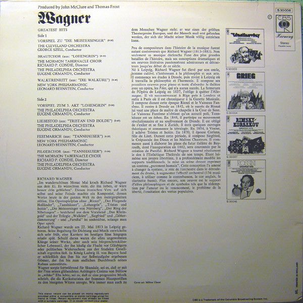 CBS Harmony S 30008 - Richard Wagner - Greatest Hits - Image 2