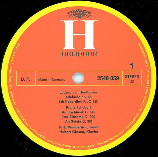 HELIODOR 2548 059 - Fritz Wunderlich - Lieder Von Beethoven & Sc - Image 3