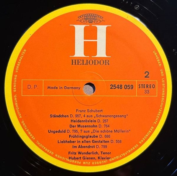 HELIODOR 2548 059 - Fritz Wunderlich - Lieder Von Beethoven & Sc - Image 4