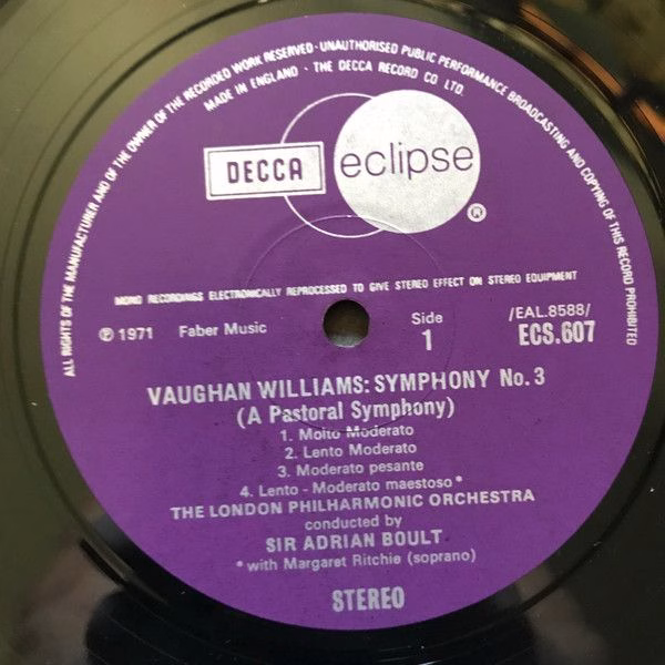 DECCA ECS 607 - Ralph Vaughan Williams, London Philharmonic Orch - Image 3