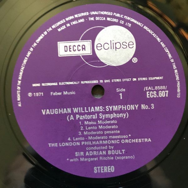 DECCA ECS 607 - Ralph Vaughan Williams, London Philharmonic Orch - Image 3