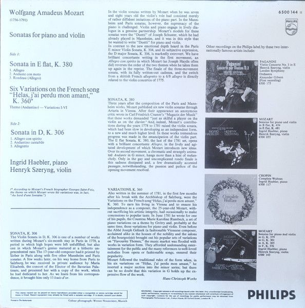 Philips 6500 144 - Wolfgang Amadeus Mozart, Ingrid Haebler, Henr - Image 3