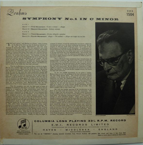 Columbia 33CX 1504 - Johannes Brahms, Philharmonia Orchestra, Ot - Image 2