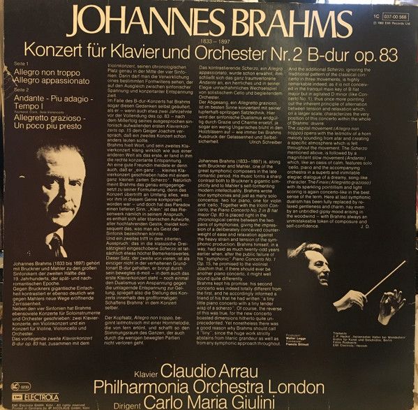 His Master's Voice 1C 037 - 00568 - Johannes Brahms, Claudio Arr - Image 2