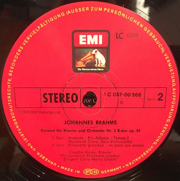 His Master's Voice 1C 037 - 00568 - Johannes Brahms, Claudio Arr - Image 4