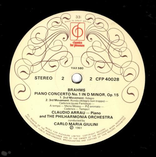 Classics For Pleasure CFP 40028 - Johannes Brahms, Claudio Arrau - Image 3