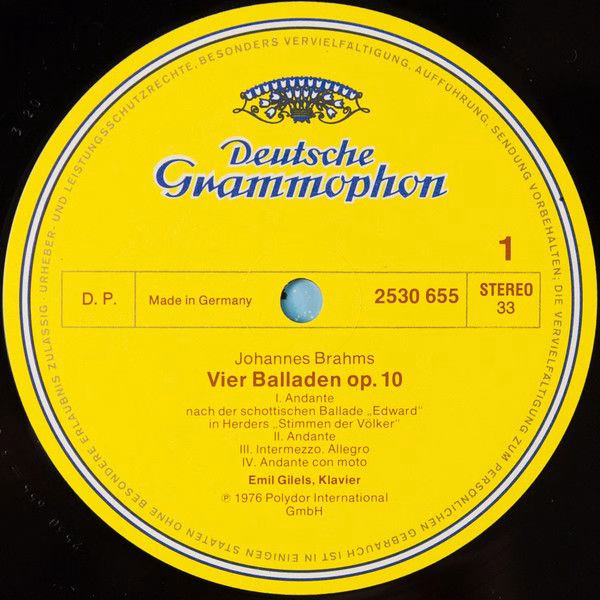 Deutsche Grammophon 2530 655 - Johannes Brahms, Emil Gilels - Ba - Image 3