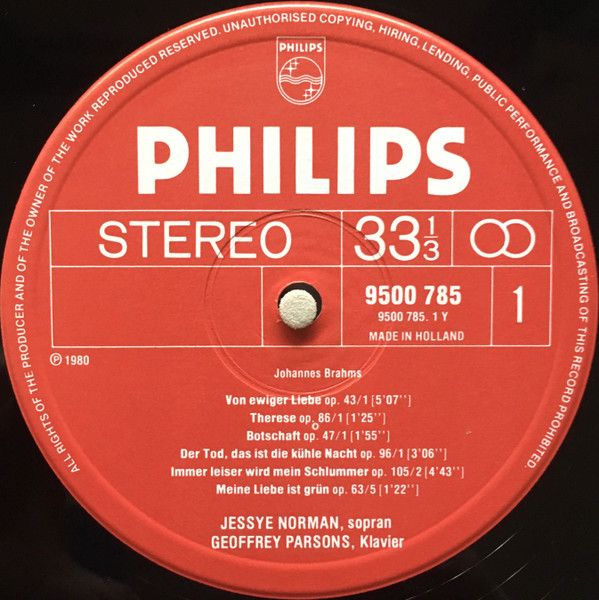 Philips 9500 785 - Johannes Brahms, Jessye Norman, Geoffrey Pars - Image 7