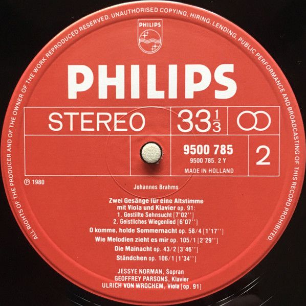 Philips 9500 785 - Johannes Brahms, Jessye Norman, Geoffrey Pars - Image 8