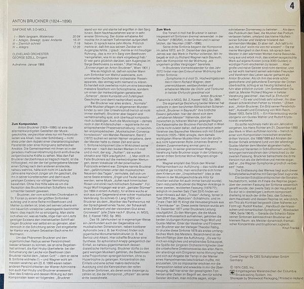 CBS 61 072 - Anton Bruckner, George Szell, The Cleveland Orchest - Image 2