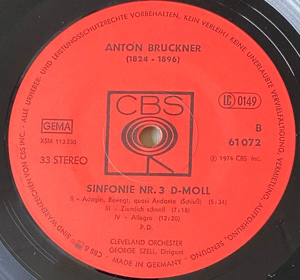 CBS 61 072 - Anton Bruckner, George Szell, The Cleveland Orchest - Image 3