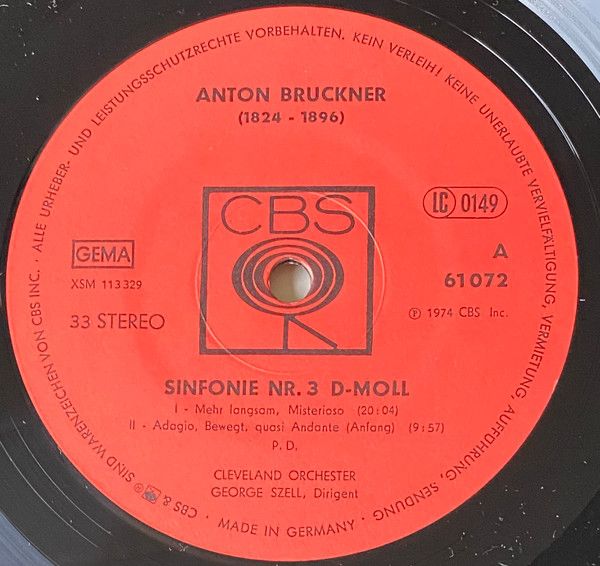 CBS 61 072 - Anton Bruckner, George Szell, The Cleveland Orchest - Image 4