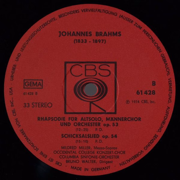 CBS 61 428 - Bruno Walter, Johannes Brahms, Columbia Symphony Or - Image 4