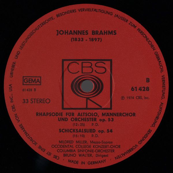 CBS 61 428 - Bruno Walter, Johannes Brahms, Columbia Symphony Or - Image 4