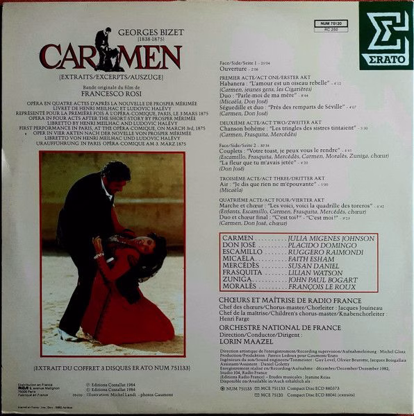 Erato NUM 75120 - Georges Bizet, Julia Migenes, Placido Domingo, - Image 2