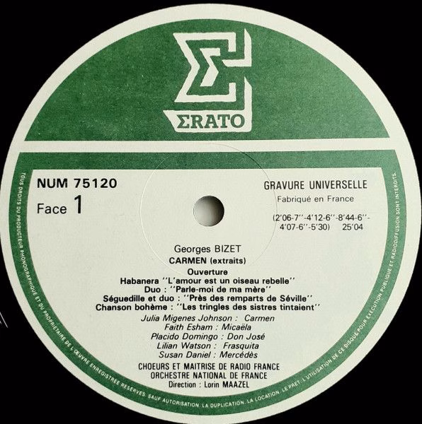 Erato NUM 75120 - Georges Bizet, Julia Migenes, Placido Domingo, - Image 3