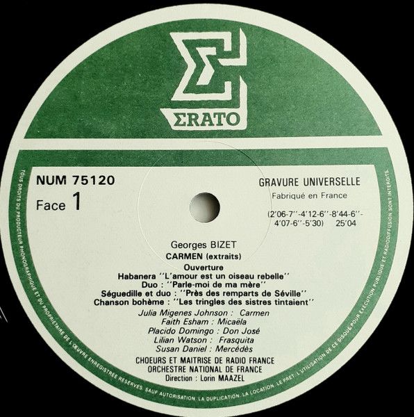 Erato NUM 75120 - Georges Bizet, Julia Migenes, Placido Domingo, - Image 3