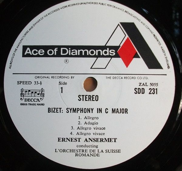 Ace Of Diamonds SDD 231 - Georges Bizet, L'Orchestre De La Suiss - Image 3