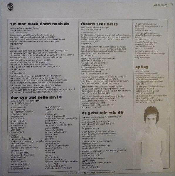 Warner Bros. Records WB 56 095 - Marius Müller-Westernhagen - Da - Image 6