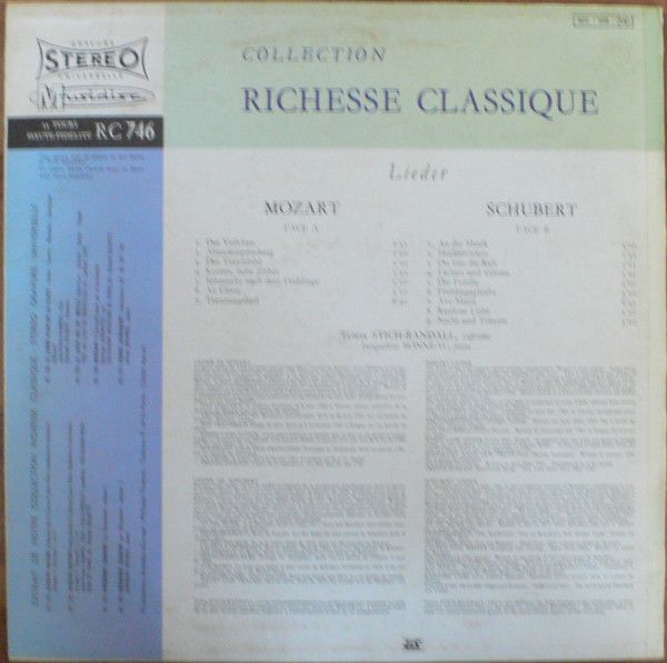 Musidisc 30 RC 746 - Franz Schubert, Wolfgang Amadeus Mozart, Te - Image 2