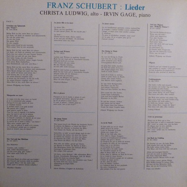 Deutsche Grammophon 2530 404 - Franz Schubert, Christa Ludwig, I - Image 2
