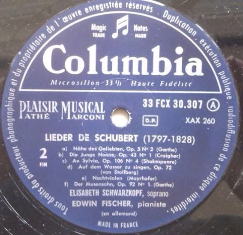 Columbia 33 FCX 30.307 - Franz Schubert, Elisabeth Schwarzkopf, - Image 4