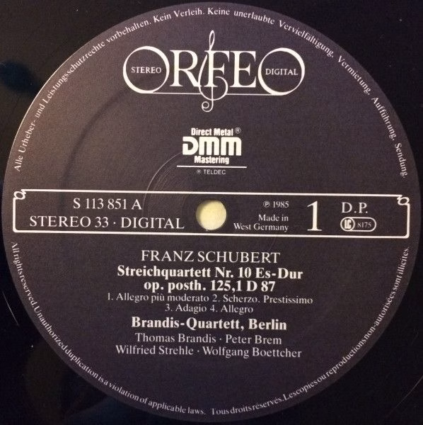 Orfeo (2) S 113 851 A - Franz Schubert, Brandis Quartet - Streic - Image 3