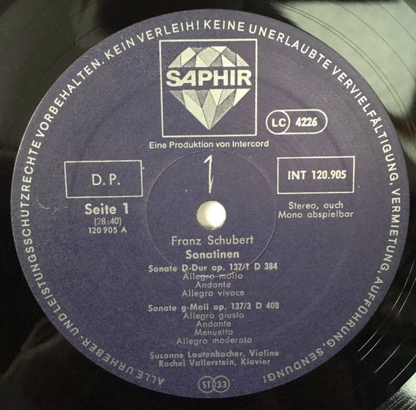 Saphir INT 120.905 - Franz Schubert, Susanne Lautenbacher, Rache - Image 3