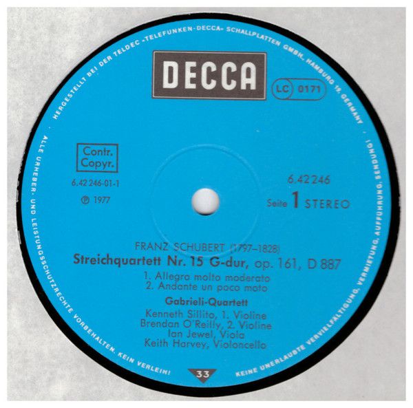 DECCA 6.42 246 - Franz Schubert - Streichquartett Nr. 15 Und Nr. - Image 2
