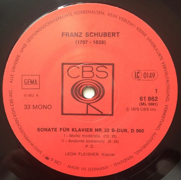 CBS CBS 61862 - Franz Schubert, Leon Fleisher - Sonate Für Klavi - Image 3
