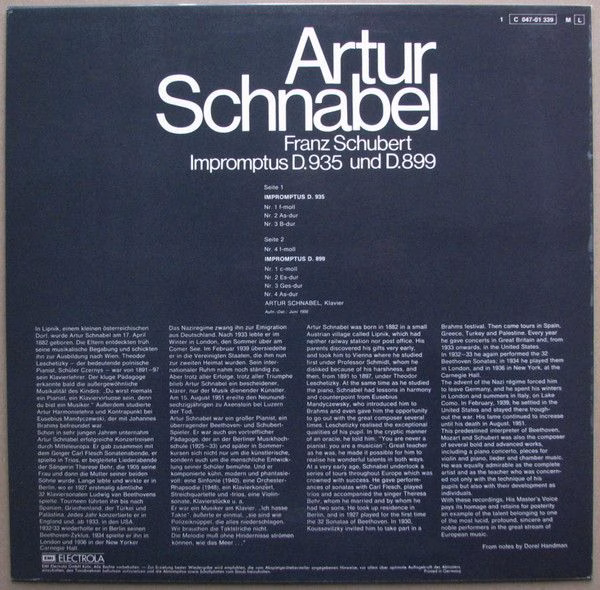 Dacapo 1C047-01 339 - Artur Schnabel, Franz Schubert - Impromptu - Image 2
