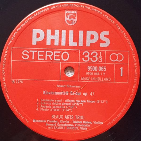 Philips 9500 065 - Robert Schumann, Beaux Arts Trio, Samuel Rhod - Image 2