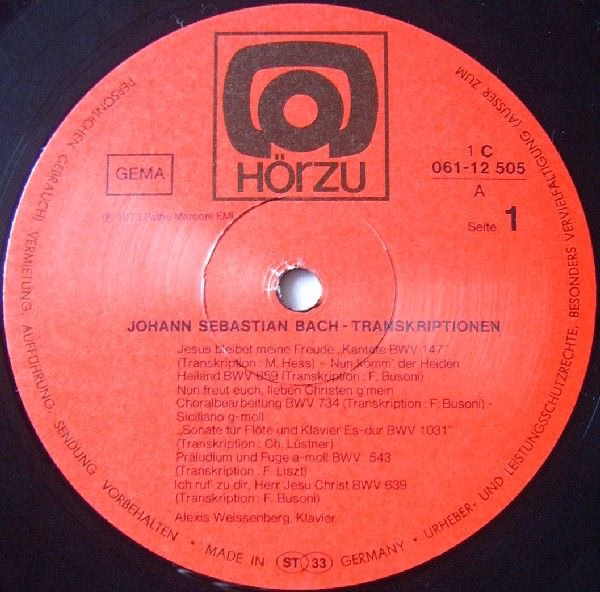 HÖR ZU 1 C 061-12 505 - Johann Sebastian Bach, Alexis Weissenber - Image 3