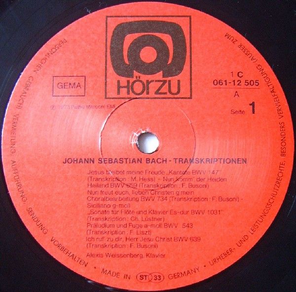 HÖR ZU 1 C 061-12 505 - Johann Sebastian Bach, Alexis Weissenber - Image 3