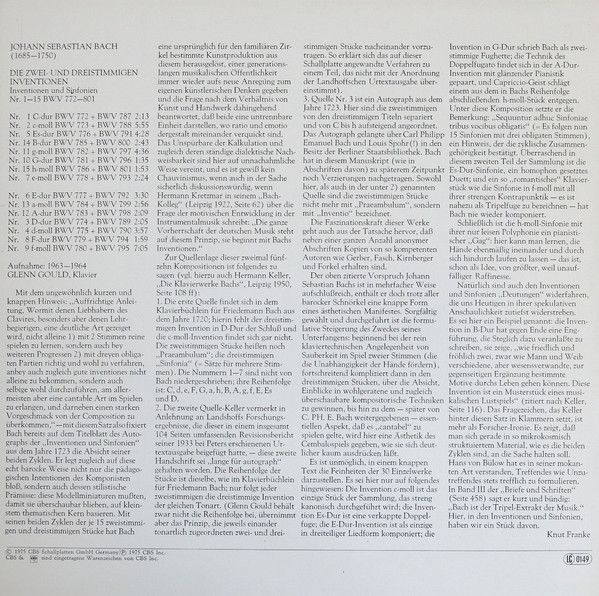 CBS 61 601 - Johann Sebastian Bach, Glenn Gould - Die Zwei- Und - Image 2