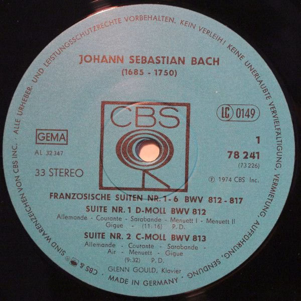 CBS 78 241 - Johann Sebastian Bach, Glenn Gould - Französische S - Image 3
