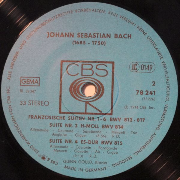 CBS 78 241 - Johann Sebastian Bach, Glenn Gould - Französische S - Image 4