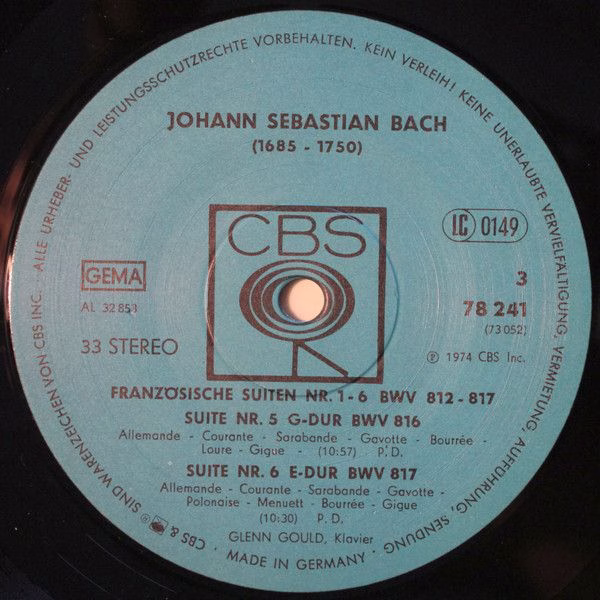 CBS 78 241 - Johann Sebastian Bach, Glenn Gould - Französische S - Image 5