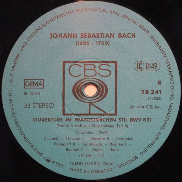 CBS 78 241 - Johann Sebastian Bach, Glenn Gould - Französische S - Image 6