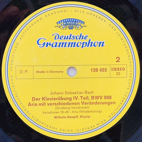 Deutsche Grammophon 139 455 - Johann Sebastian Bach, Wilhelm Kem - Image 4