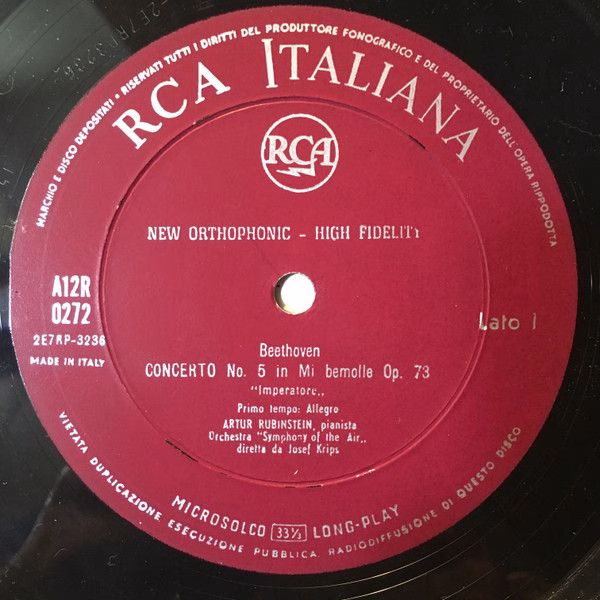 RCA Italiana A12R 0272 - Ludwig van Beethoven, Arthur Rubinstein - Image 3