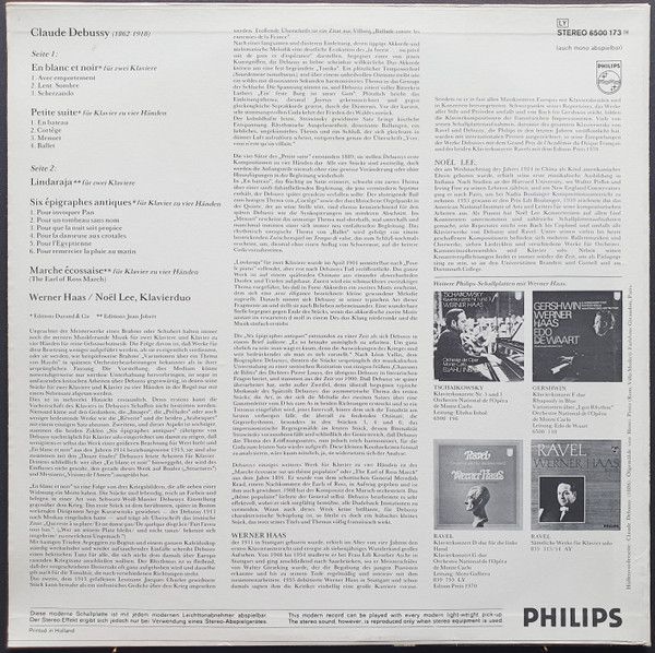 Philips 6500 173 - Claude Debussy, Werner Haas, Noël Lee - Sämtl - Image 2