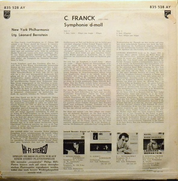 Philips 835 528 AY - César Franck, Leonard Bernstein, New York P - Image 2