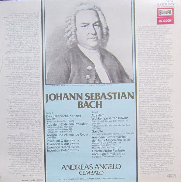 Europa Klassik 114 048.5 - Johann Sebastian Bach, Andreas Angelo - Image 2