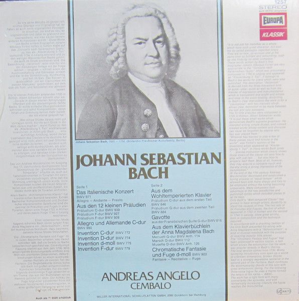Europa Klassik 114 048.5 - Johann Sebastian Bach, Andreas Angelo - Image 2