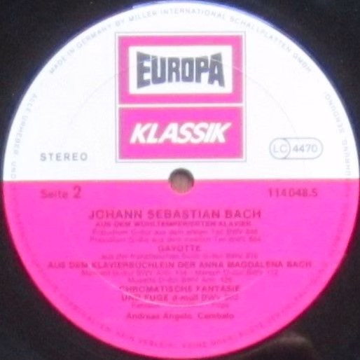 Europa Klassik 114 048.5 - Johann Sebastian Bach, Andreas Angelo - Image 4