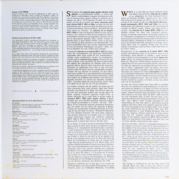 Erato STU 71424 - Johann Sebastian Bach, Anne Queffélec, Michel - Image 3
