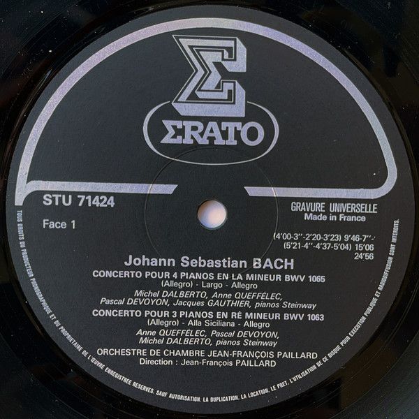 Erato STU 71424 - Johann Sebastian Bach, Anne Queffélec, Michel - Image 5