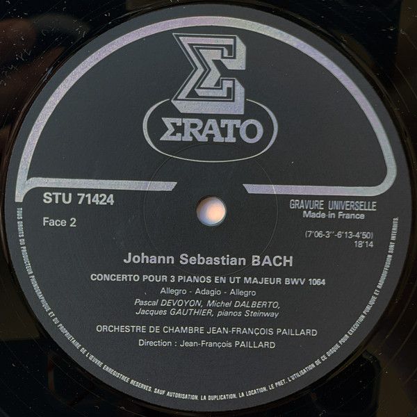 Erato STU 71424 - Johann Sebastian Bach, Anne Queffélec, Michel - Image 6
